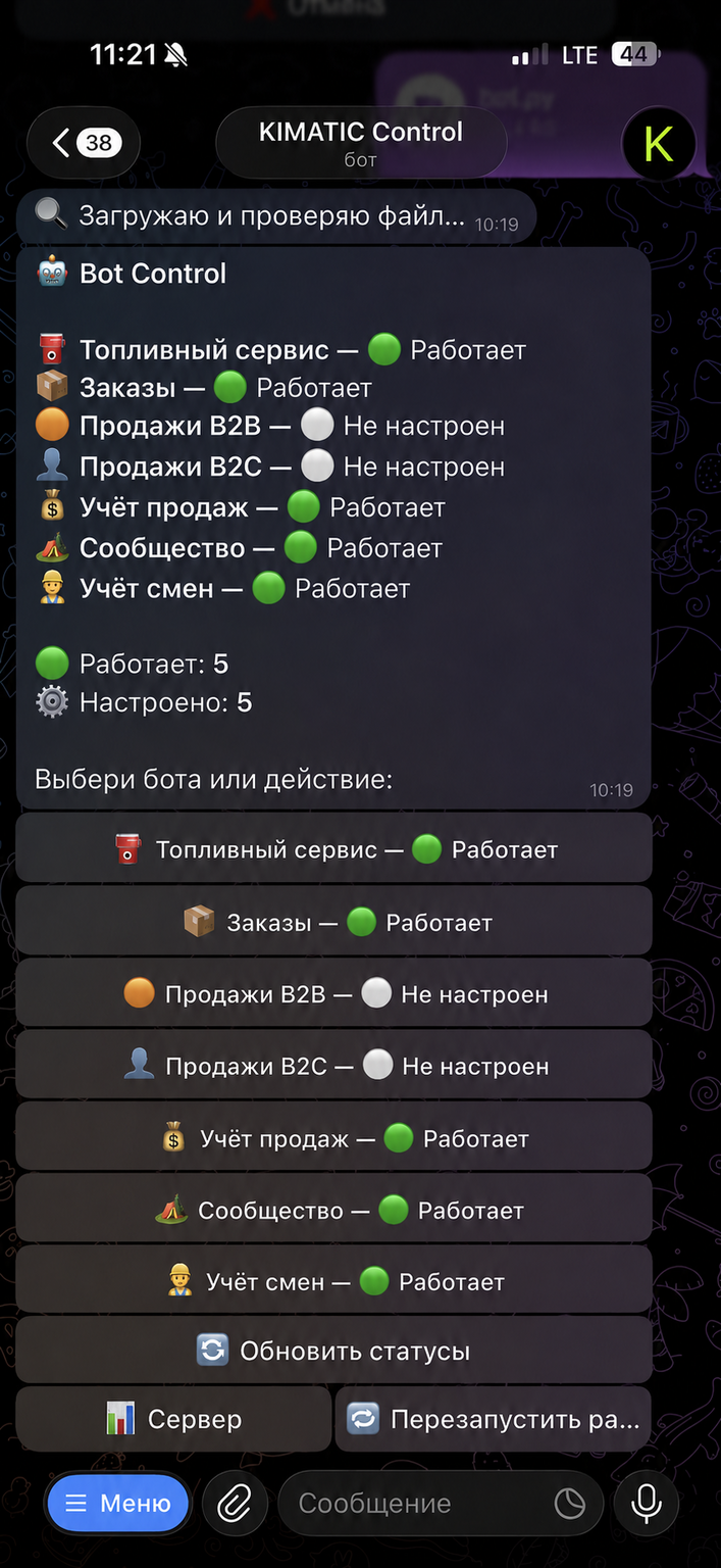 Панель управления VPS и Telegram-ботами